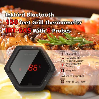 Inkbird IBT-6XS de Gătit Mâncare fără Fir Bluetooth GRĂTAR Termometru Cuptor Termometru Digital Timer 6Probe & USB Baterie Reincarcabila