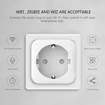 WiFi Smart Wireless Plug UE Adaptor de la Distanță de Control Vocal Priză Întrerupător Priză Priză Inteligent Pentru Alexa Google Acasa 16A 110~240V