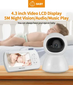 4.3 inch Baby Monitor Wireless Video Anny Muzica Interfon Temperatura Talkie Babysitter Viziune de Noapte de Supraveghere 2 Way Audio