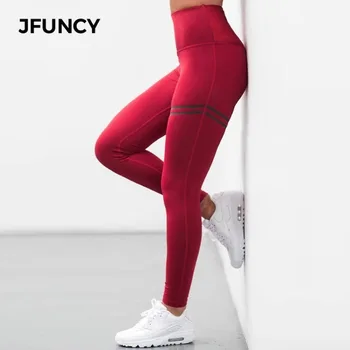 JFUNCY Elastic Slim Fitness Jambiere Femei Gym Push Up Rulează de Antrenament Jambiere Albastru Negru Plus Dimensiune Imprimare Mozaic Pantaloni