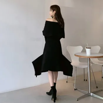 New sosire Pista coreean sexy-neck slim-fit ciufulit bottom Rochie Tricot high end pulover rochie Bodycon Rochii Tricotate vestidos