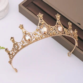 Noi Sampanie Nunta Coroana De Păr Accesorii De Mireasa Frizură Cristal Princess Crown Tiara Mireasa Nunta Accesorii De Par