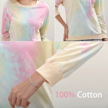 2020 Toamna Femei Hoodies Multicolor Maneca Lunga Pastelate Tricou Femei Vrac Tie Dye Imprimate Pulover Hoodie Topuri Supradimensionate