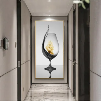 Modern, Romantic Pahar de Vin Cu Barca Rezumat Canvas Wall Art Poză pentru Galerie Sala de Mese Bar Decor Acasă Poster Cuadros