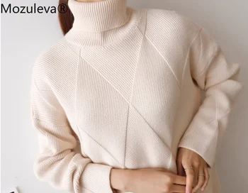Mozuleva 2020 Toamna Iarna Pulover de Bază Cald Pulover pentru Femei Moale Kniited Solid coreea Moda Pulover Guler Topuri