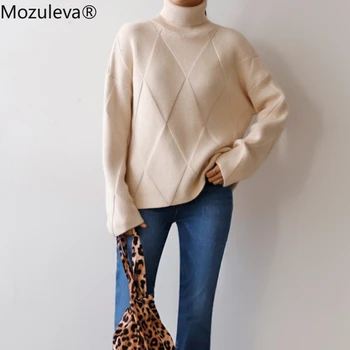 Mozuleva 2020 Toamna Iarna Pulover de Bază Cald Pulover pentru Femei Moale Kniited Solid coreea Moda Pulover Guler Topuri