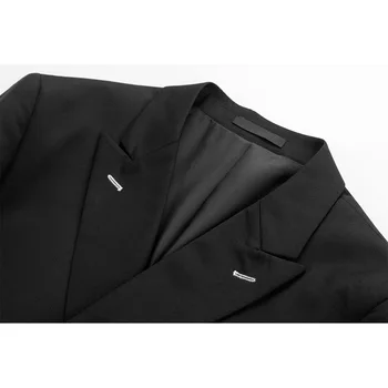 Negru cu două Rânduri de costume pentru Bărbați Costume de Nunta 2 bucata Atins Rever Formale de Lucru Mire Costume în stoc Om Haine de Moda 2020