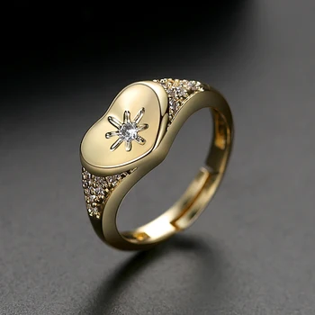 LUOTEEMI Unic Inima Cubic Zirconia Inele pentru Femei Logodna Moda Bijuterii Aur a Crescut Ring se Căsătorească cu Iubitul Cadou de Nunta