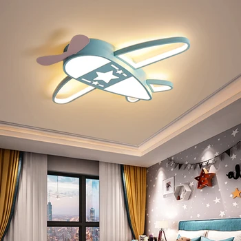 LED-uri moderne Avion Plafon Lumina cu Telecomanda Estompat Aeronave Chandlier Roz de Iluminat pentru Copii Băieți Dormitor Camera Copiilor