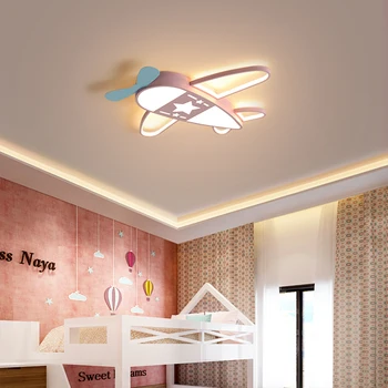 LED-uri moderne Avion Plafon Lumina cu Telecomanda Estompat Aeronave Chandlier Roz de Iluminat pentru Copii Băieți Dormitor Camera Copiilor
