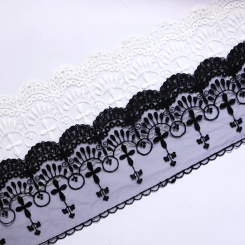 3 Metri Lolita Alb Negru Brodate Dantelă, Țesături de Îmbrăcăminte pentru Femei DIY Artizanat Dantelă Tapiterie Perdele de Cusut Dantela Aplicatii