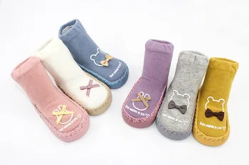 3 Perechi De Moda Bowknot Șosete Pentru Copii W Talpa Din Cauciuc Pentru Sugari Ciorap Nou-Născut Toamna Iarna Copii Etajul Pantofi Anti-Alunecare, Talpă Moale