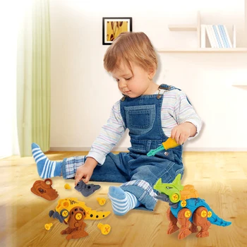 DIY Demontare Asamblare Dinozaur Blocuri Jucării Educaționale Timpurii Înșurubare Piuliță de Ou Cu Șurubelniță Pentru 3-7 Ani Cadou de Ziua de nastere
