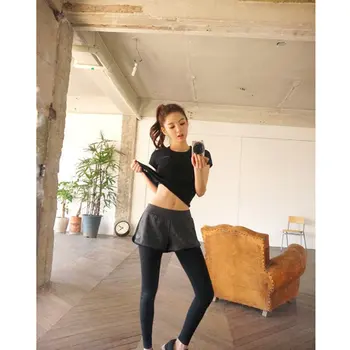 Femei Antrenament de Funcționare Yoga pantaloni Fals două piese Pantaloni Întinse de Sport sală de Gimnastică Respirabil iute Uscat Jambiere