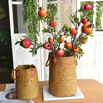 Naturale Coș de Paie țesute manual Pliabil Coș de Flori Uscate de Flori de Răchită Coș împletit Coș cu Fructe Stil Nordic Bes