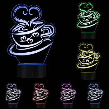 Ceașcă de cafea Iluzie Optică 3D Lumina de Noapte Noutate de Noapte LED-uri Lampa de Control Tactil Acrilic Gravat Cadou 7 Culori Schimbare de Decor Birou