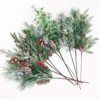 Crăciun Boabe Artificiale, conuri de Brad Roșu Fructe pentru Decor de Crăciun Fals Flori Pin Artificiale Ramuri de Copac