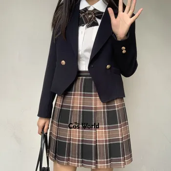 [Zahăr negru] Fată Japoneză de Vară Talie Mare Plisate Fuste Carouri Pentru JK Uniformă de Școală Elevii Haine