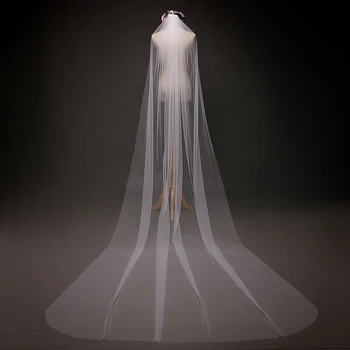 2021 Nunta Eleganta Voal de 3 Metri lungime Moale Voaluri de Mireasă Cu Pieptene-Un singur strat Alb Fildeș Culoare Mireasa, Accesorii de Nunta