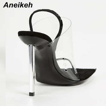 Aneikeh NOU CLAR DIAMANTE TOCURI Femei Pantofi Peep Toe Tocuri inalte, Sandale de Vară Pantofi de Partid din PVC Stras Curele, Sandale, Pompe