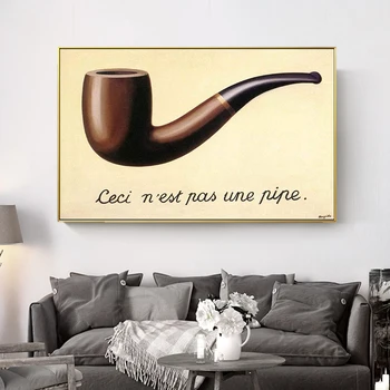 Magritte Mai Celebra Pictura Aceasta Nu Este O Pipă Panza Pictura Arta de Perete pentru Camera de zi Decor Acasă (Fara Rama)