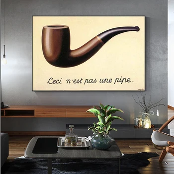 Magritte Mai Celebra Pictura Aceasta Nu Este O Pipă Panza Pictura Arta de Perete pentru Camera de zi Decor Acasă (Fara Rama)