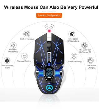2.4 G Wireless Mouse de Gaming 1600 DPI CONDUS Reîncărcabilă Reglabil Gamer Silent Mouse-ul Mut Gamer Mouse-ul Joc mouse-uri Pentru PC, Laptop