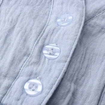 Moda Lenjerie De Pat Din Bumbac Bluza Tunica Buzunarul De La Cămașă Butoanele V-Gât Topuri Casual De Toamna Femei Femei Femei Maneca Lunga Pulover Blusas