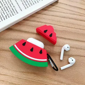 Pentru AirPods Caz 3D Drăguț Pepene verde Fructe de Vară fără Fir Bluetooth Căști Căști Acoperi Shell pentru Airpods 2 cu Inel Cheie
