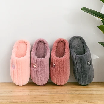 Femei Papuci Dormitor Sandale Interior Simplu, Cald Iarna Bumbac Cuplu Deget De La Picior Închis De Origine Non-Alunecare De Casa Pantofi Barbati Unisex Diapozitive