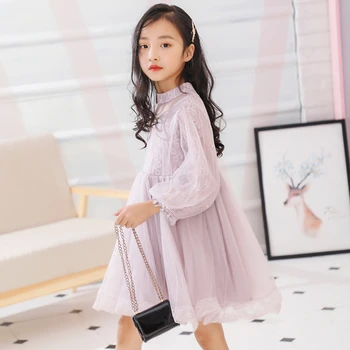 2019 Toamna anului Nou Fetele Rochie de Printesa Rochie cu mâneci Lungi Vestido Violet Fairy Rochii de Mireasa Floare Fata Costume