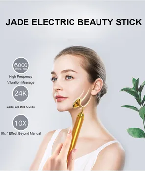 3 în 1 24k Energie Beauty Bar de Aur Puls Vibratoare Facial cu Role de Masaj de Lifting facial de Îngrijire a Pielii Instrument cu Jad Roller Ball