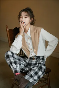 CHEERART Toamna coreean Bluza Femei cu Maneci Lungi de Sus Designer de Buton Alb Până Camasa Guler Cu Pelerină 2020 Îmbrăcăminte de Modă