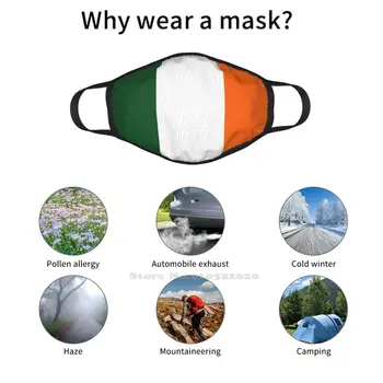 Masca De Fata Irlandei De Pavilion Designer Negru Respirabil Reutilizabile Gura Masca Irlanda Dublin Irish Cliffs Din Moher, Irlanda, Irlanda De Pavilion