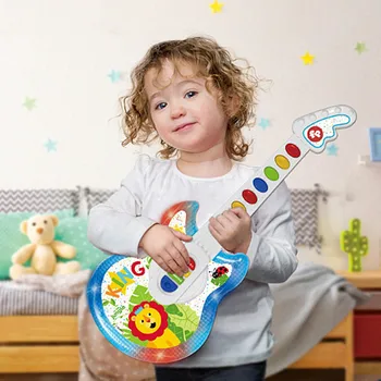 Chitara Pentru Copii Jucării Cu Lumină Cinci Efecte de Sunet Multi-funcția de Educație Timpurie Puzzle Muzica Jucării Chitara Electrica Bass Jucarii