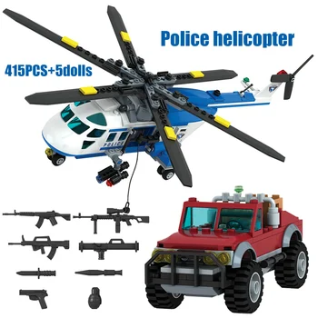 691PCS Tehnice SWAT Blocuri Secția de Poliție Oraș Vehicul Auto DIY Cifre Elicopter Barca Cărămizi Jucarii pentru Copii