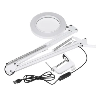 Flexibil Lupa cu Lumina LED-uri de Mâna a Treia Instrument de Lipit Birou Clemă USB Lupa 8X Sudare/Lectură 12W Lampa de Masa