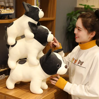 Bulldog drăguț Jucărie de Pluș Desene animate Bovine Vacă, Taur, Îmbrățișând Perna franceză Cățeluș de Pluș Arunca Perna de Dormit pentru Copii Cadouri pentru Copii
