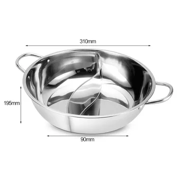 30cm din Oțel Inoxidabil Oală Fierbinte Shabu Shabu Bucătărie Durabil Site-ul Dual Inducție Aragaz Oală Fierbinte Oală de Gătit