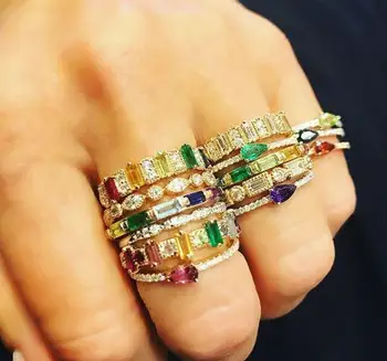 Cz trupa inel pentru femei colorate cubic zirconia 2019 nou sosit la modă femei moderne doamna bijuterii deget 6 7 8