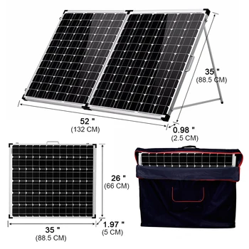Dokio 200W(2 buc x100W) Pliabil Panou Solar +10A, 12V/24V Încărcare Controler de pliere panou solar Mobil/Încărcător de Sistem Panou Solar