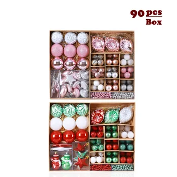 90pcs/Set Culori Mixte în Formă de Bile de Crăciun Panglică Crăciun Copac Atarna Pandantiv Decor Pentru Acasă Petrecere de Nunta de Decorare