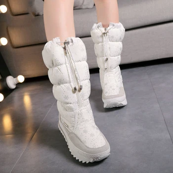 2020 cizme de Iarna pentru Femei Cizme de Zăpadă de pluș pantofi de Cald Plus dimensiune 35 la mare 42 ușor purta fata alb zip pantofi pentru femeie cizme cald
