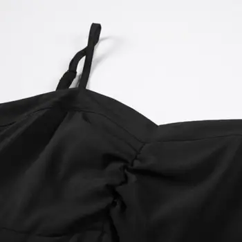 [Aurance] Femei Asimetrie Design Fără Mâneci Negru Rochii De Epocă Femei Neregulate Sexy Lung Volane Rochii Femei, Moda 2021