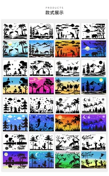 16Pcs/Set A4 Landscape Caracter DIY Stratificare Sabloane Pictura pe Perete Album de Colorat Relief Album Decorative Șablon