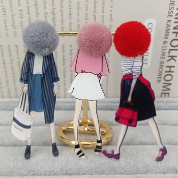 Moda Ace de Brosa pentru Femei Broșe Fete Anime Modele Acrilice Brosa Căciulă de Lână, Haine Accesorii Bijuterii Cadouri de Craciun