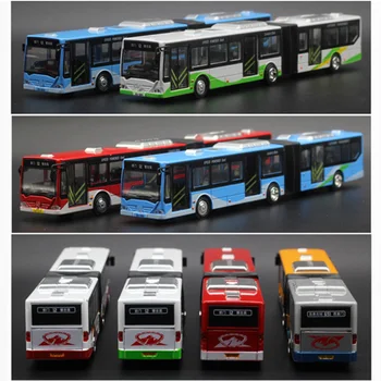 Nou 1:18 prelungit dublu autobuz aliaj model de masina de autobuz balama autobuz trage înapoi cu sunet și lumină model de masina cadou pentru copii