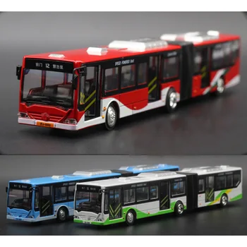 Nou 1:18 prelungit dublu autobuz aliaj model de masina de autobuz balama autobuz trage înapoi cu sunet și lumină model de masina cadou pentru copii