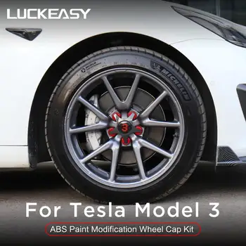 LUCKEASY capacul Butucului planetar motor pentru Tesla Model 3 mașină de 18 inch roți P versiunea ABS Vopsea Modificarea Capac de Roata Kit 4buc/set