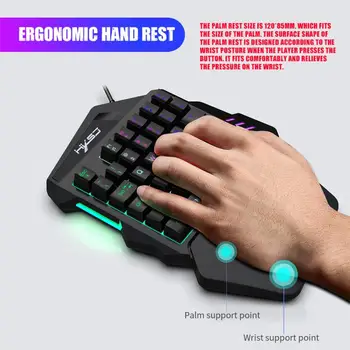 V100 Tastatura cu Fir Gaming Tastatura Cu LED-uri Culoare lumină de Fundal 35 Chei USB Chargable O singură mână Tastatură de Calculator Periferice